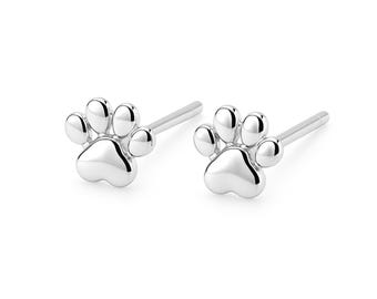 Sterling Silver Paw Print Stud Earrings – 5mm
