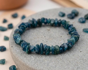 Personalised Apatite Gemstone Stretch Bracelet In Sterling Silver