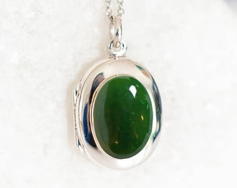 Personalised Sterling Silver Nephrite Jade Locket