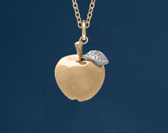 Apple for the Teacher Necklace in 18ct Gold Plated Sterling Silver, Cute Fun and Quirky Teaching Jewellery, Gold Apple, Teacher Retirement