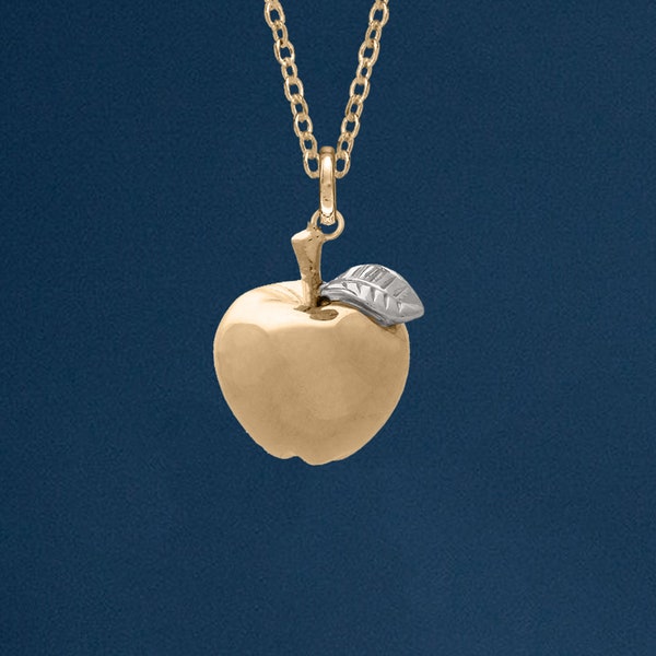 Apple for the Teacher Necklace in 18ct Gold Plated Sterling Silver, Cute Fun and Quirky Teaching Jewellery, Gold Apple, Teacher Retirement