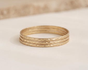 Triple Hammered Bangle Set With Gold Plating