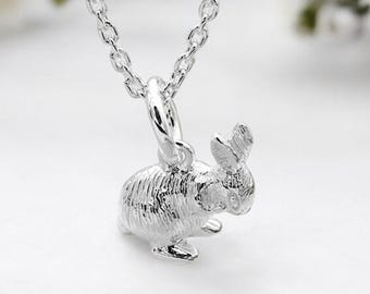 Personalised Tiny Sterling Silver Baby Bunny Rabbit Necklace