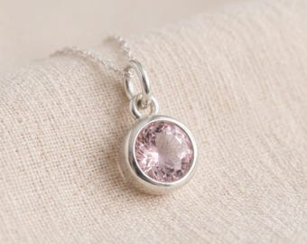 Tiny Personalised June Alexandrite Birthstone Pendant Necklace In Sterling Silver
