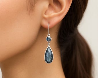 Sky Blue Topaz Earrings • Sterling Silver Oval Drop Earrings • December Birthstone Gift • Natural Gemstone Jewellery • Gift for Her •