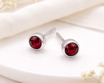 Sterling Silver January Birthstone Stud Earrings – 7mm