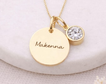 Personalised Gold Plated Sterling Silver April Birthstone Cubic Zirconia Pendant Necklace