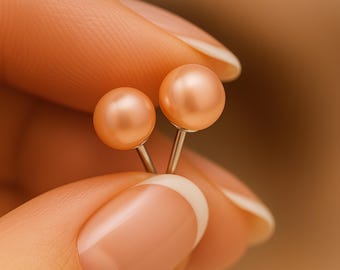 Sterling Silver Pale Pink Freshwater Pearl Stud Earrings