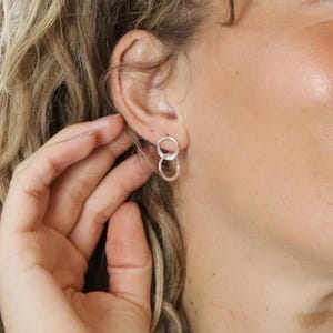 Sterling Silver Linked Hoop Earrings: Modern Minimalist Jewelry