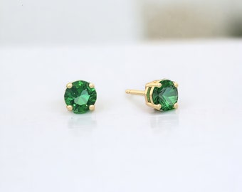 Mini 9ct Gold May Birthstone Stud Earrings