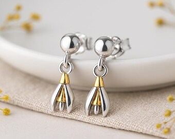 Sterling Silver Snowdrop Stud Earrings
