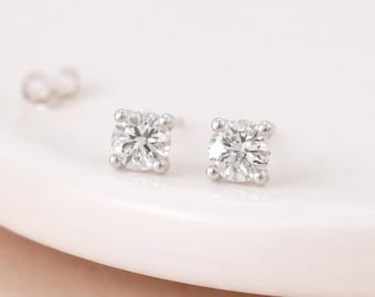 Sterling Silver Moissanite Diamond Stud Earrings – 4mm, 5mm, 6mm, 7mm