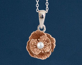Tiny 18ct Rose Gold Plated Poppy Necklace
