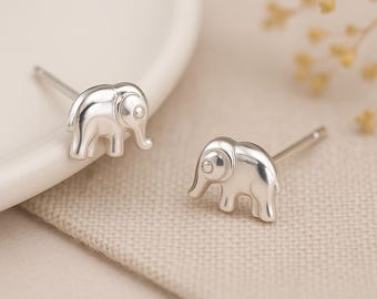 Sterling Silver Baby Elephant Stud Earrings