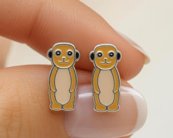 Girls Sterling Silver Meerkat Stud Earrings