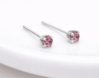 Sterling Silver Alexandrite Micro Stud Earrings – 3mm