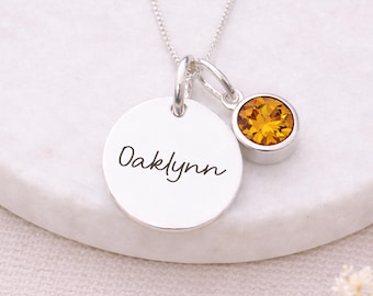 Personalised Sterling Silver November Birthstone Citrine Pendant Necklace
