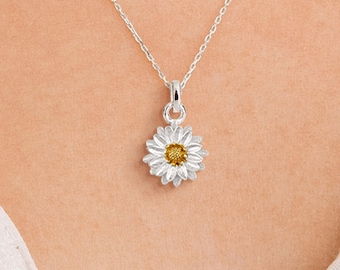 Personalised Sterling Silver September Aster Birth Flower Necklace