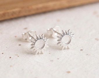 Personalised Sun Stud Earrings in Sterling Silver