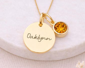 Personalised Gold Plated Sterling Silver November Birthstone Citrine Pendant Necklace