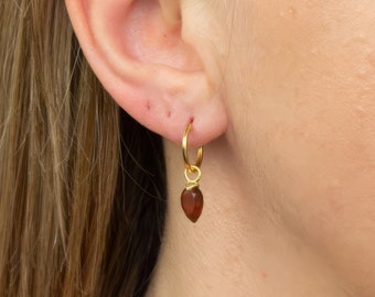 18ct Gold Plated January Birthstone Hoop Earrings