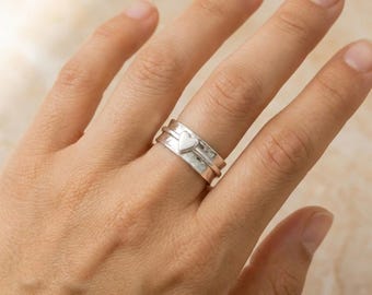 Personalised Heart Spinner Ring In Hammered Sterling Silver