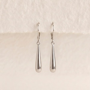 Teardrop French Hook Earrings in Sterling Silver