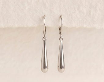 Teardrop French Hook Earrings in Sterling Silver