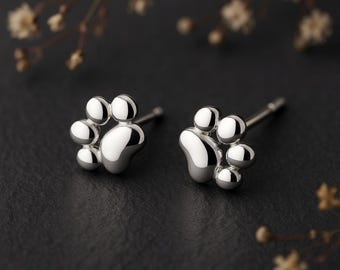Sterling Silver Cat Paw Stud Earrings