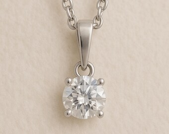 Personalised Sterling Silver Moissanite Diamond Solitaire Necklace