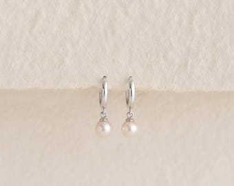 Freshwater Pearl Hoop Earrings In Sterling Silver