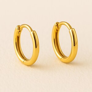 Mini brincos de argola Huggie Hoop banhados a ouro e prata esterlina
