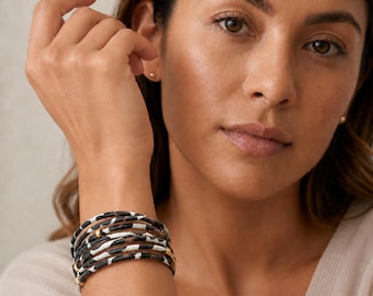 Animal Print Multi-Strand Bracelet with Gold Plating