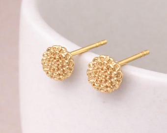 Gold Plated Sterling Silver Marigold Flower Stud Earrings – 7mm
