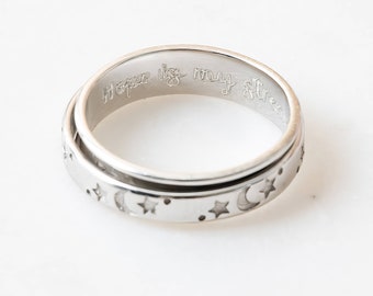 Personalised Sterling Silver Galaxy Spinner Ring