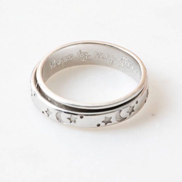 Personalised Sterling Silver Galaxy Spinner Ring