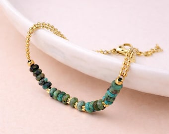Personalised Waterproof Gold Plated African Turquoise Bracelet
