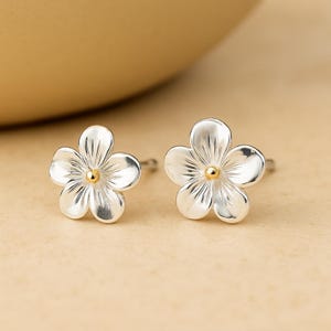 Sterling Silver February Violet Birth Flower Stud Earrings
