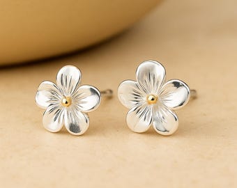 Sterling Silver February Violet Birth Flower Stud Earrings