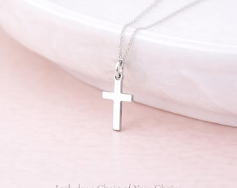 Personalised Tiny Sterling Silver Cross Pendant Necklace