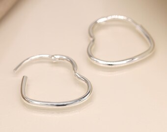 Sterling Silver Heart Hoop Earrings
