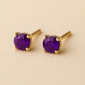 Massive 9 Karat Gold Februar Amethyst Geburtsstein Ohrstecker