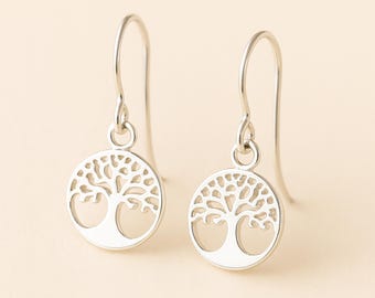 Sterling Silver Tree Of Life Drop Earrings