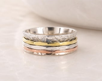 Personalised Sterling Silver Floral Spinner Ring