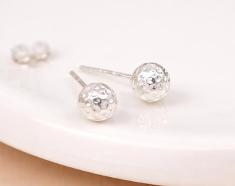 Sterling Silver Hammered Ball Stud Earrings – 6mm