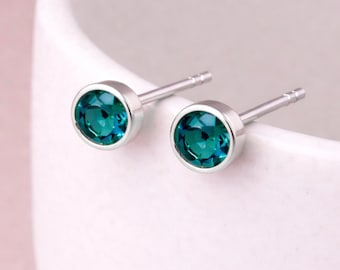 Sterling Silver December Birthstone Stud Earrings – 7mm