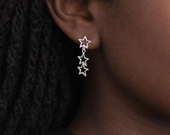 Sterling Silver Galaxy Star Stud Earrings – 8mm