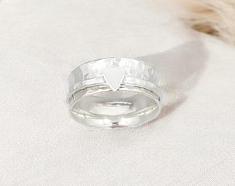 Personalised Sterling Silver Heart Spinner Ring