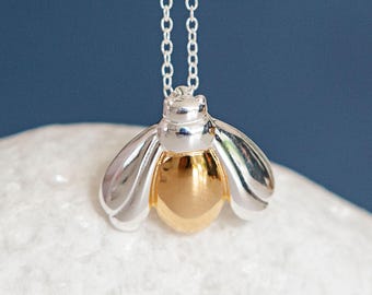 Personalised Gold Plated Sterling Silver Tiny Bee Necklace