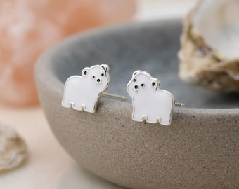 Sterling Silver Polar Bear Stud Earrings